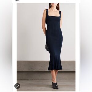 GALVAN LONDON ATLANTA PLEATED STRETCH-KNIT MIDI DRESS